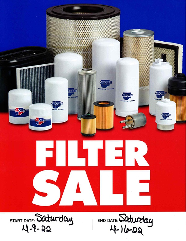 2022 Spring Filter Sale at Odenville Auto Parts & the Man Store just in time to get your car or truck in tip top shape for spring & summer vacation.  Sale dates are April 9-67, 2022 and all premium filters are half off...that's right 50% off Saturday to Saturday!